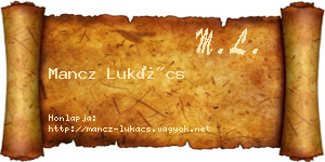 Mancz Lukács névjegykártya